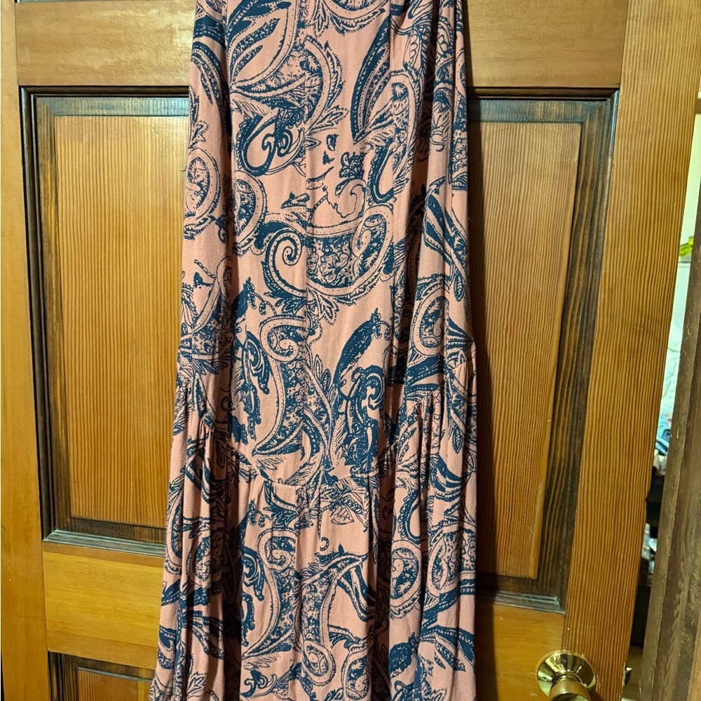 Free People orange - pink with grey patterned maxi skirt Renaissance Juliet - Picture 8 of 8